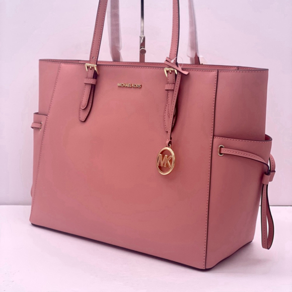 Michael Kors Gilly Large Drawstring Travel Leather Top Zip Tote - Picture 1 of 11